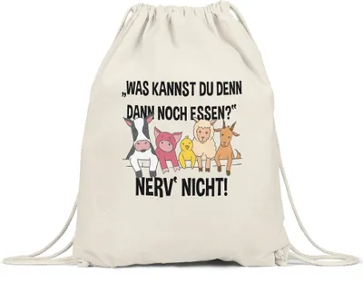 Produktbild von Vegan Vegetarier Lustiger Turnbeutel Gymsack Geschenkidee Plant-Based Tierwohl Nerv Nicht Fleischesser