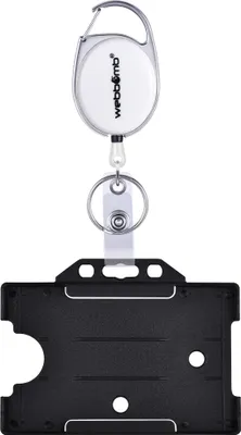 Produktbild von Ausweis Halter mit JoJo WEISS ausziehbar mit GürtelClip Schlüsselring und Vinylstrap + Kartenhalter schwarz Schlüsselanhänger Schlüsselrolle Schlüsselanhänger Schlüsselband für Ausweise Schlüsselkarten