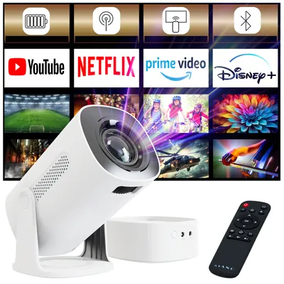 Produktbild von Kiano Vision Projektor Tragbarer Beamer | 1280 x 720 HD | Smart TV | Android 11 | Externer Akku | HDMI USB, KI-generiertes Bild