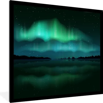 Produktbild von MuchoWow® MuchoWow® Gerahmtes Poster Nordlichter - Himmel - Nacht 40x40 cm - Poster mit zchwarzem Bilderrahmen - Mit Rahmen - Wanddekoration Schlafzimmer