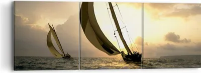 Produktbild von Bild auf Leinwand - Leinwandbild - Schiff Sonnenuntergang Sonne Landschaft - 90x30cm - Wand Bild - Wanddeko - Leinwanddruck - Bilder - Kunstdruck - Leinwand bilder - Wandkunst - CA90x30-3158