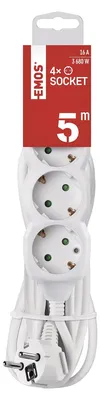 Immagine prodotto di Ciabatta multipresa 4 prese - 5 m - Prese ruotate di 45° - Bianco