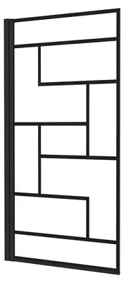 Produktbild von Duschspa 80x140cm Badewannen‑Duschabtrennung, schwarzes Gitter‑Muster, 180° schwenkbar, Duschtrennwand für Badewanne