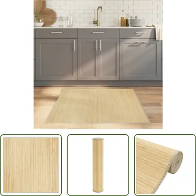 Produktbild von The Living Store Teppich Quadratisch Hell Natur 100x100 cm Bambus