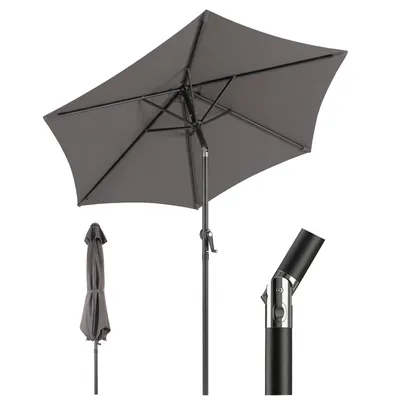 Produktbild von Sekey Rund Sonnenschirm 200 cm, Gartenschirm mit Kurbel & Knickfunktion, windstabil neigbar Marktschirm, UV 50+ Schutz, perfekt für Balkon Garten