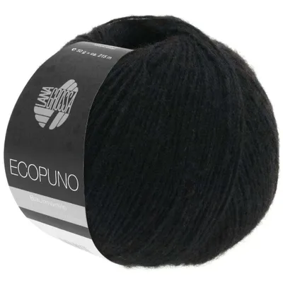 A ball of black yarn with a label.