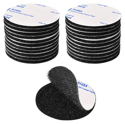 Klett-Klebepads, rund, 5 cm, schwarz, 20 Paare, extra stark