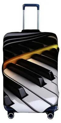 Produktbild von Klavierschlüssel-Gepäckabdeckung, waschbar, dehnbar, kratzfest, Reisegepäckhülle, elastisch, passend für 45,7 - 81,3 cm, Schwarz, S, Schwarz, S