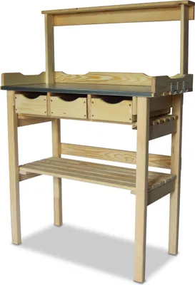 Produktbild von Pflanztisch Holz mit verzinkter Arbeitsplatte & 3 Schubladen, 78x38x82 cm