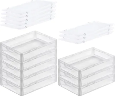 Produktbild von SuperSparSet 8x Transparenter Eurobehälter LightLine mit offenem Griff und Auflagedeckel | HxBxT 12x40x60cm | 24 Liter | Eurobox, Transportbox, Transportbehälter, Stapelbehälter