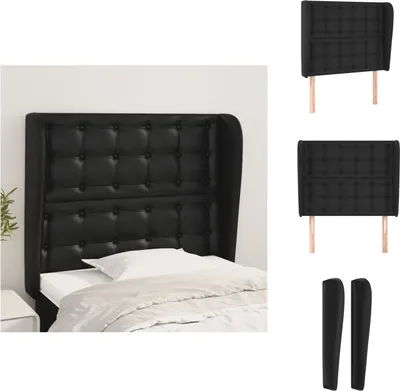 Produktbild von vidaXL Kopfteil mit Ohren Schwarz 103x23x118/128 cm Kunstleder -  Kopf- & Fußenden