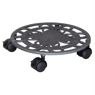 Zdjęcie produktu dla WAGNER FLOWER wózek na rośliny Ø 29 x 6,5 cm, na zewnątrz i wewnątrz, żeliwo, łupek szary, hamulce, nośność 75 kg - 20091801