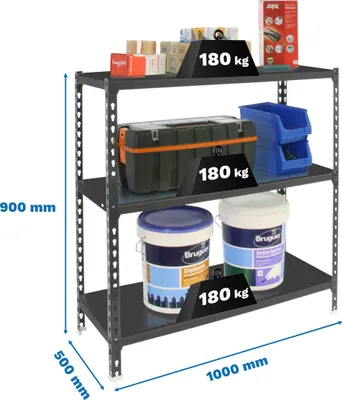 Obrázok produktu pre Kovový regál SIMONCLICK PLUS 3/500 900 ANTRACITE/ANTRACITE