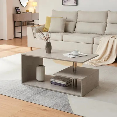 Produktbild von Couchtisch 'Haarlem' Wohnzimmertisch 90 x 50 x 41 cm Betonoptik, hell