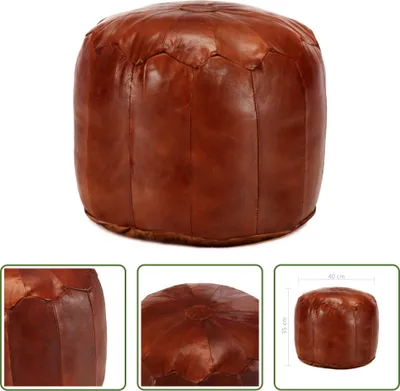 Produktbild von The Living Store Pouf Hellbraun 40 x 35 cm Echtes Ziegenleder