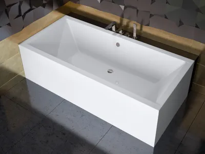Produktbild von Badewanne QUADRO 190x90 mit Füßen , mit Siphon (mit Schürzen)