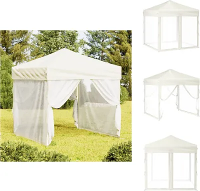 Produktbild von vidaXL Partyzelt Faltbar mit Seitenwänden Creme 2x2 m -  Pavillons & Partyzelte
