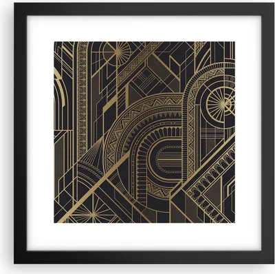 Produktbild von Gerahmtes Poster - Schwarzer Rahmen - Ornament Gold Schwarz - 30x30 cm - Wand Bild - Wanddeko - Wandbilder - Kunstposter - Wandposter - Bilderrahmen - Bilder - Kunstdruck - P2BAC30x30-4522