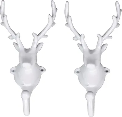 Produktbild von Wandgarderobe Kleiderhaken 2er SET Geweih in WEIß Hirschgeweih Hirschkopf Geweih Haken Wandhaken Aluminium Geweihhaken Wanddeko Dekoration Wandfigur Wandgeweih Weihnachten Weihnachten Deko Dekoration Weihnachtsdeko Wandgarderobe Kleiderhake