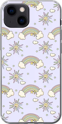 Produktbild von MuchoWow® Handyhülle Schutzhülle Hülle für Telefoonhoesje iPhone 13 mini Mädchen - Regenbogen - Sonne - Muster - Mädchen - Kinder - Kinder - Kind Silikon Softcase Handy Hülle - Softcase