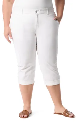 Immagine prodotto di Pantaloni cargo da donna Gloria Vanderbilt, modello Capri, con risvolto alla caviglia, chiusura frontale con zip e vita elasticizzata