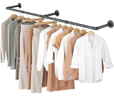 Obrázek produktu pro Nástěnná věšák na oblečení, 167 cm, černá, kov, odnímatelná, retro design, 3 patra