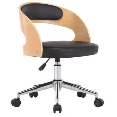 Image de vidaXL Chaise de salle à manger Pivotante Noir Bois courbé et similicuir