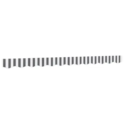 A striped awning valance against a white background.