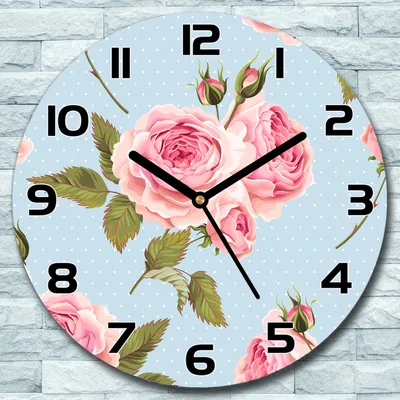 Produktbild von Wanduhr aus Glas Rund fi 30 Englische rosa grün Quarz Deko Schlafzimmer Büro