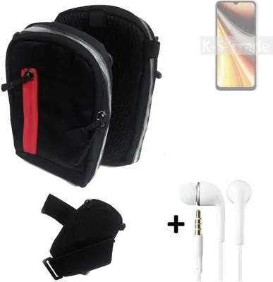 Produktbild von K-S-Trade Outdoor Gürteltasche Holster Umhängetasche + Kopfhörer kompatibel mit UMIDIGI Power 7 Max schwarz Handy Tasche Case travelbag