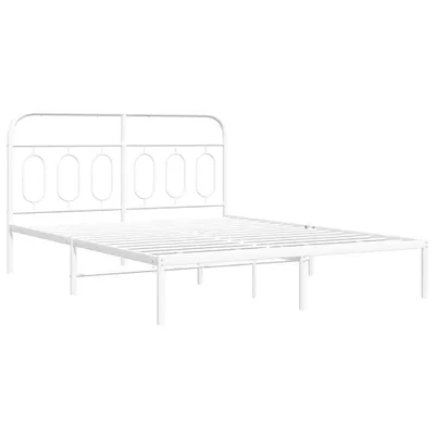 Produktbild von Bettgestell mit Kopfteil Metall Weiß 140x190 cm