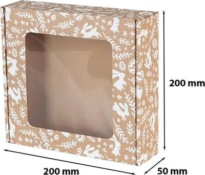 Zdjęcie produktu dla Pudełko z okienkiem świąteczne na WIELKANOC 200x200x50mm F427