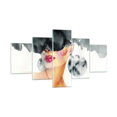 Produktbild von Bilder auf glas - 5 Teile - Aquarell Modell Brille - 125x70cm - Glasbilder - Wandbilder - Bilder - zum Aufhängen bereit - Wanddekoration aus Glas - Glas Bilder - Wandbild auf Glas - GEA125x70-4678