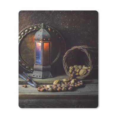 Produktbild von MuchoWow® Mauspad Mousepad Buch - Stilleben - Walnuss - Laterne - Vintage 30x40 cm - Mousepads - Maus Mat - Pad - Mausunterlage - Mausmatten