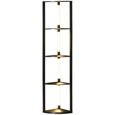 Produktbild von HOMCOM Stehlampe, LED Stehleuchte mit 4 Ablagen, E27 Sockel, 24 W Standlampe mit 3 Lichtfarben für Wohnzimmer, Schlafzimmer, Schwarz