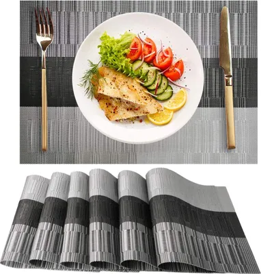 Produktbild von LILYPOP, Tischsets, PVC, Grau, Abwaschbar, Hitzebeständig, 6er Set, 30cm x 45cm