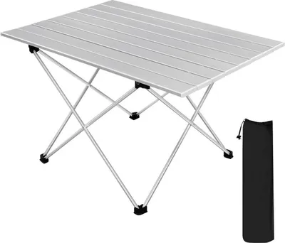Produktbild von WOLTU Alu Campingtisch tragbar mit Tragetasche, Klapptisch Kleiner, Silber