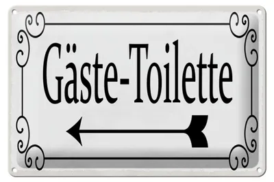 Produktbild von Blechschild Gäste – Toilette links Pfeil, 30x20 cm, Blechschilder Spruch Wegweiser Wc Bad