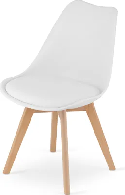 Produktbild von Home Collective Esszimmerstuhl Stuhl Wohnzimmerstuhl weiss mit Kunststoffbeinen in natur, bequemer & stabiler Schalenstuhl
