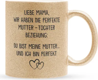 Produktbild von 22Feels Glitzertasse Gold Mama Geschenk von Tochter Muttertag Geburtstag Mutter Weihnachten Frauen Kaffeetasse Haferl Geschenkidee Bürotasse