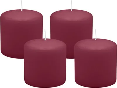 Produktbild von 4er Set Adventskranzkerzen Burgund Rotbraun Ø 60 x 80 mm