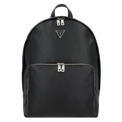 A black Guess backpack is shown against a white background.