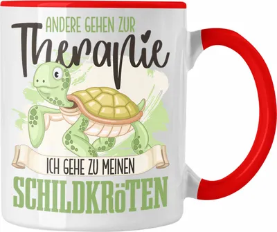 Produktbild von Trendation - Schildkröten Tasse Geschenk für Schildkröten Besitzer Therapie Lustiger Spruch Geschenkidee (Rot)