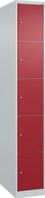 Produktbild von CP Schließfachschrank Classic Plus lichtgrau, rubinrot 080000-105 S10001, 5 Schließfächer 30,0 x 50,0 x 185,0 cm
