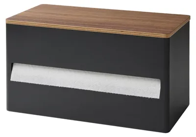 Küchenpapierhalter schwarz Stahl/Holz 31,2 x 16,2 x 17 cm