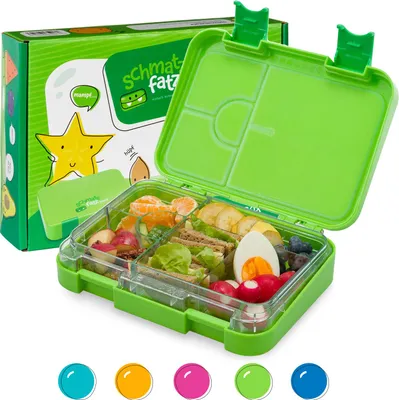 Image de Schmatzfatz Lunch Box Enfant, Boite Repas Compartiment, Boite à Lunch Bento Colorée, Boite a Gouter Enfant Sans BPA, Boite Dejeuners Etanche et Lavable au Lave-vaisselle, Boite Dejeuner et Tartine