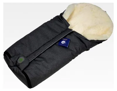 Produktbild von Baby Fußsack ESKIMO | echtes Merino Lammfell | Mumienform | mit Reißverschluss | für Kinderwagen, Buggy und Stroller | anthrazit