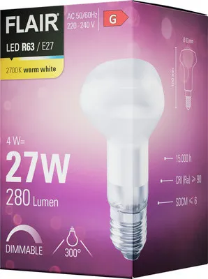 Produktbild von FLAIR LED Reflektorlampe dimmbar R63 E27/4W(27W) 280 lm 2700 K warmweiß matt
