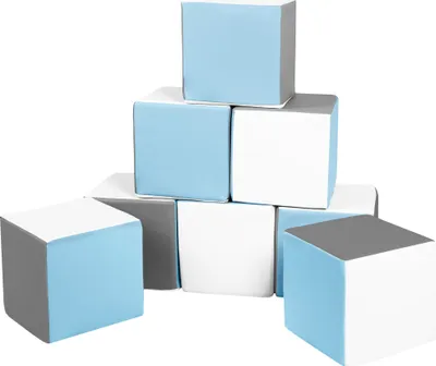 Image de Cubes set de 8 blocs en mousse Cubes set de 8 blocs en mousse (couleur : blanc, bleu clair, gris)