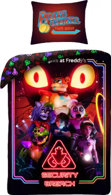 Obrázek produktu pro Bavlněné povlečení 140x200 Five Nights at Freddy's černý barevný povlak na polštář 70x90 Premium Kids 13 Halantex